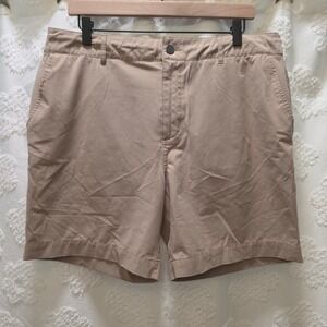 Faherty All Day Shorts Mens Size 35 Khaki Tan Hybrid Stretch Quick Dry